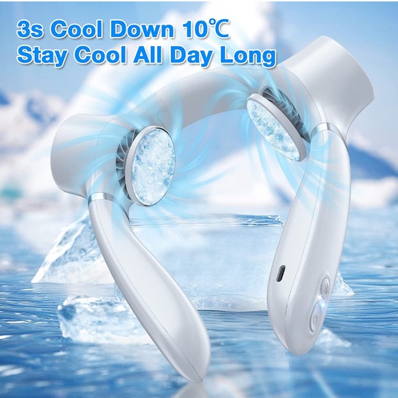 Portable Neck Fan Upgraded Neck Air Conditioner 2X Cooling Pads Rechargeable Fan - Picture 8 of 12